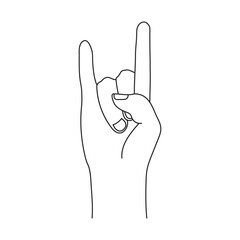 Hand Gestures of love, This is a raised hand with the palm facing forward means I love you, icon, logo, vector design, isolated on white background.