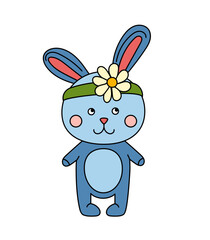 Obraz premium Bunny doodle Vector color illustration isolated on a white background