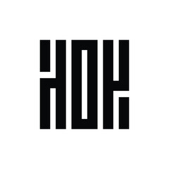 Initial letter HOH logo design, square shape ambigram logo