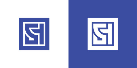 Square SH letter logo design template vector