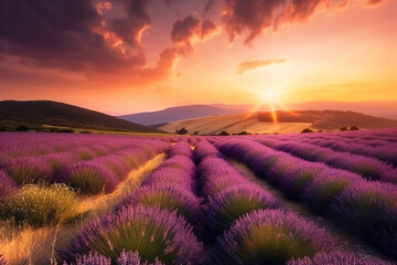 lavender field at sunrise