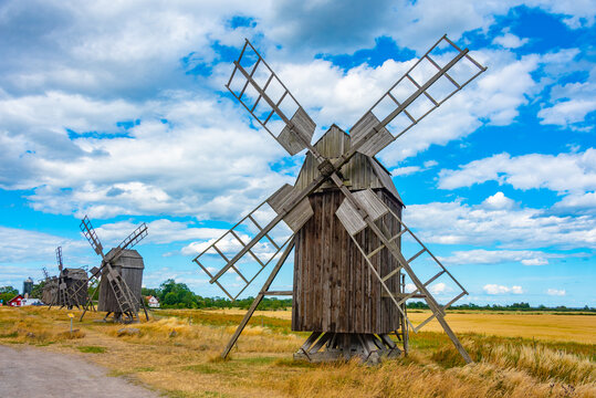 Old wooden windmill at &Ouml;land island in Sweden