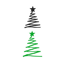 Christmas tree. line drawing stylized elements decorative. vector illustration Templates for laser plotter cutting, printing.