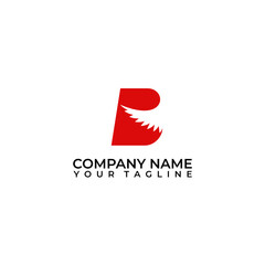 Letter B with wing vector icon. Bird letter mark vector logo design with isolated background.