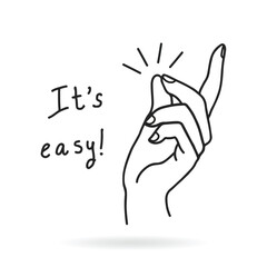 Snapping fingers clip art - line art illustration.