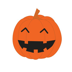 halloween pumpkin with happy face on white background vector cartoon illustration.