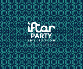 Iftar Party Ramadan Invitation poster template design with illustration