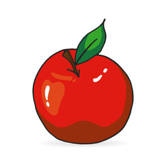 Image of hand drawn apple on white background.