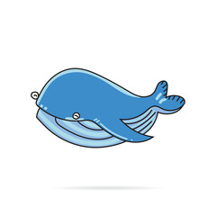Obraz premium cute whale cartoon isolated on white background.