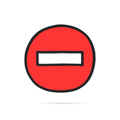 Stop sign (do not enter symbol) in vector isolated on white background.