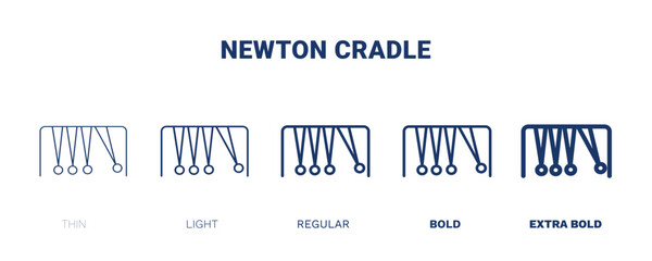 newton cradle icon. Thin, light, regular, bold, black newton cradle, newton icon set from education collection. Editable newton cradle symbol can be used web and mobile - obrazy, fototapety, plakaty