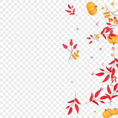 Yellow Leaves Background Transparent Vector. Colorful Maple Illustration. Burgundy Rowan Graphic Texture. Vegetable October. Floral Set.