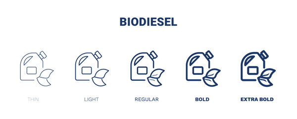biodiesel icon. Thin, light, regular, bold, black biodiesel, oil icon set from ecology collection. Outline vector isolated on white background. Editable biodiesel symbol can be used web and mobile