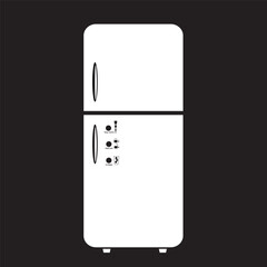 Retro Refrigerator flat silhouette vector isolated on white background. Electric kitchen utensil silhouette icon. Black and white icon for web, tag, label. Kitchen gadget, appliance, device