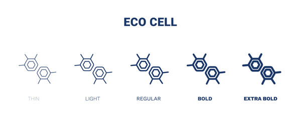 eco cell icon. Thin, light, regular, bold, black eco cell, eco icon set from ecology collection. Outline vector isolated on white background. Editable eco cell symbol can be used web and mobile