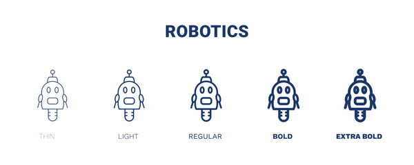 robotics icons. Thin, light, regular, bold, black robotics, computer icon set from computer and tech collection. Editable robotics symbol can be used web and mobile
