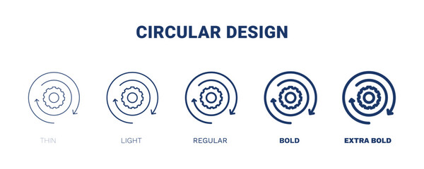 circular design icons. Thin, light, regular, bold, black circular design, circle icon set from computer and tech collection. Editable circular design symbol can be used web and mobile