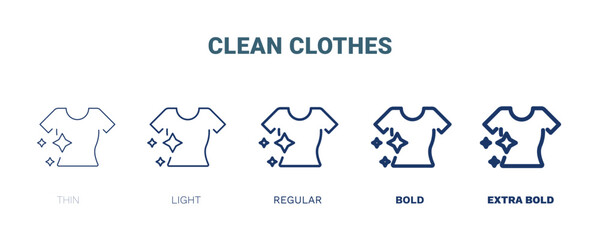 clean clothes icon. Thin, light, regular, bold, black clean clothes, clean icon set from cleaning collection. Editable clean clothes symbol can be used web and mobile