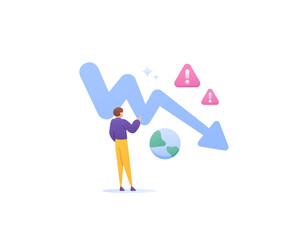 recessions, losses, global economic crisis. Economic Growth Slump. Analyze data to find out the cause of the decrease in profits. towards bankruptcy. illustration concept design. vector elements