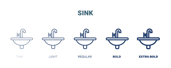 sink icon. Thin, light, regular, bold, black sink, equipment icon set from cleaning collection. Editable sink symbol can be used web and mobile