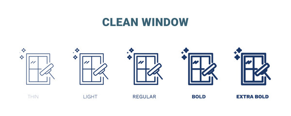 clean window icon. Thin, light, regular, bold, black clean window, car icon set from cleaning collection. Editable clean window symbol can be used web and mobile