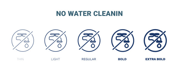 no water cleanin icon. Thin, light, regular, bold, black no water cleanin, leaves icon set from cleaning collection. Editable no water cleanin symbol can be used web and mobile