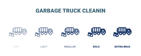 Obraz premium garbage truck cleanin icon. Thin, light, regular, bold, black garbage truck cleanin, cleanly icon set from cleaning collection. Editable garbage truck cleanin symbol can be used web and mobile