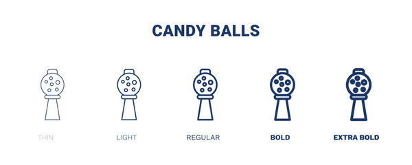 candy balls icon. Thin, light, regular, bold, black candy balls icon set from restaurant collection. Editable candy balls symbol can be used web and mobile