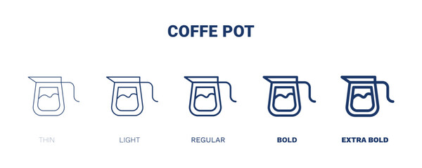 coffe pot icon. Thin, light, regular, bold, black coffe pot icon set from restaurant collection. Editable coffe pot symbol can be used web and mobile