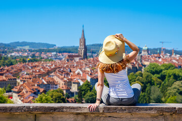 Tourism in Switzerland- Panoramic view of Bern city landscape