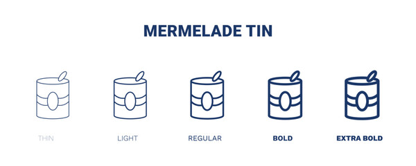 mermelade tin icon. Thin, light, regular, bold, black mermelade tin icon set from restaurant collection. Editable mermelade tin symbol can be used web and mobile