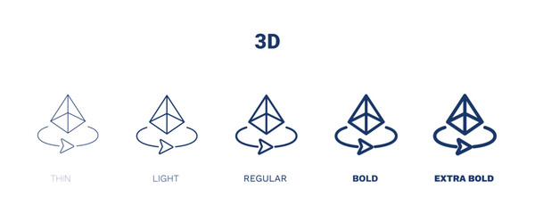 3d icon. Thin, light, regular, bold, black 3d icon set from artificial intellegence collection. Editable 3d symbol can be used web and mobile