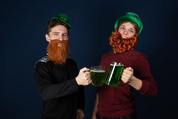 Two young attractive guys. St.Patrick 's Day.