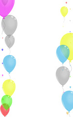 Green Balloon Background White Vector. Helium Present Frame. Purple Happy. Pink Surprise. Confetti Sphere Design.