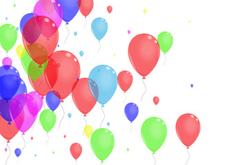 Blue Confetti Background White Vector. Helium Ceremony Set. Green Party. Pink Flying. Air Celebrate Card.