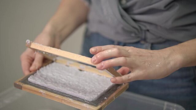 paper molding. end result.close up.slow motion video.High quality FullHD video recording