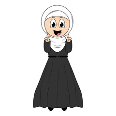 cute girl hijab cartoon illustration