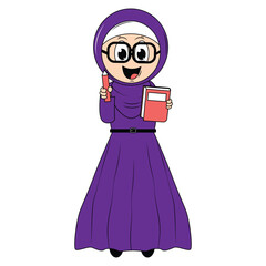 cute girl hijab cartoon illustration