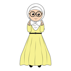 cute girl hijab cartoon illustration