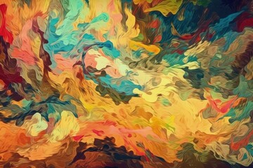 vibrant abstract painting with a dark background created with Generative AI technology