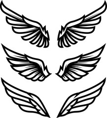 Illustration of the bird wings. Design element for logo, label, sign, emblem. Vector illustration