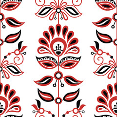 Seamless Pattern with Flower Inspired by Ukrainian Traditional Embroidery. Ethnic Floral Motif, Handmade Craft Art. Ethnic Design. Fabric Textile, Wrapping Paper, Wallpaper. Vector Illustration