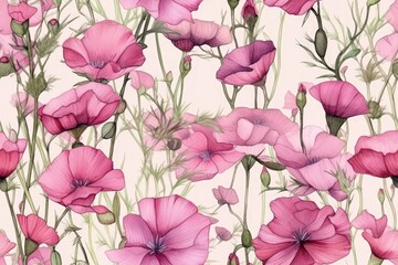 Fototapeta na wymiar Illustration of pink flowers against a white background, perfect for spring and summer designs created with Generative AI technology