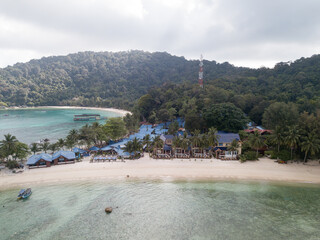 an arial shoot of Perhentian island located in Terengganu Malaysia