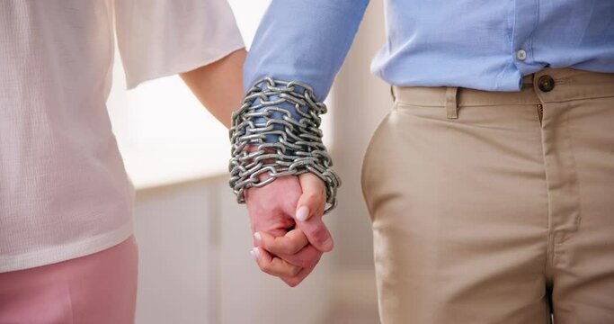 Codependent Relationship Couple. Hand Tied