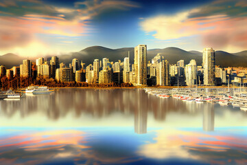 Beautiful view of Vancouver, British Columbia, Canada. Generative Ai