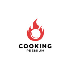 Vector pan with a fire logo design concept illustration idea