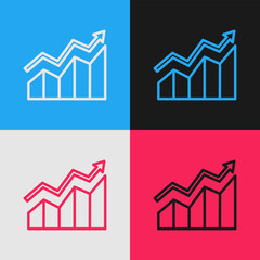 Pop art line Financial growth increase icon isolated on color background. Increasing revenue. Vector