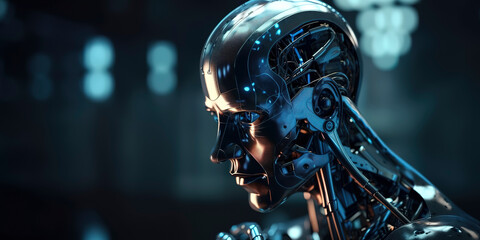 Matrix code madness meets AI robot. Generative AI