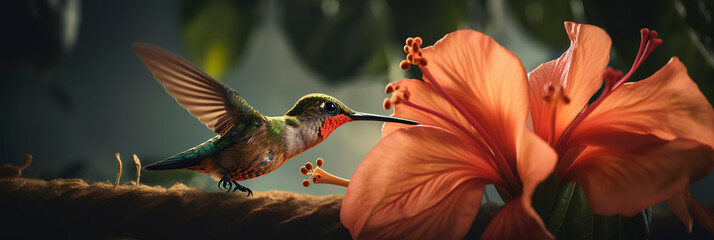 Stunning Hummingbird in Flight: Captivating Wildlife Photography. Generative AI